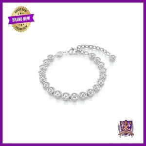 Crystal Tennis Bracelet with Lobster Clasp, Size M, Rose Gold Tone